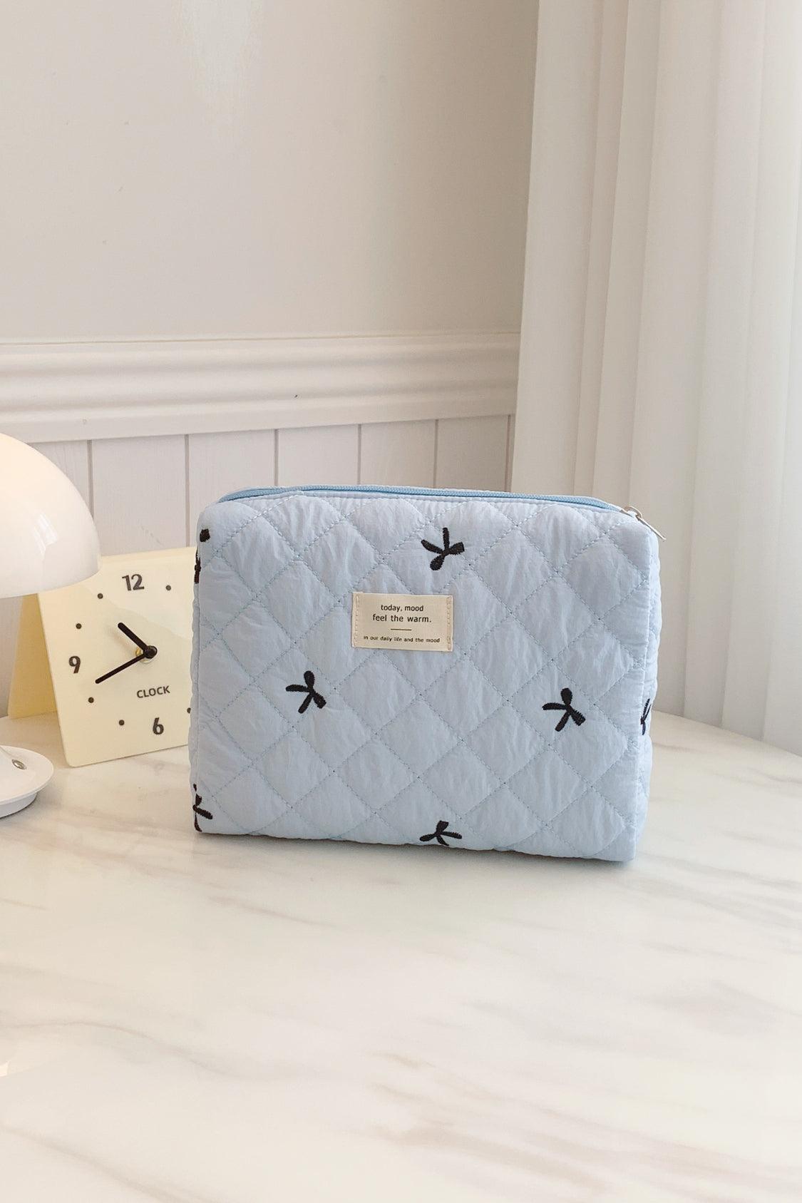 Bow Embroidered Quilted Storage Bag - Curated by tt