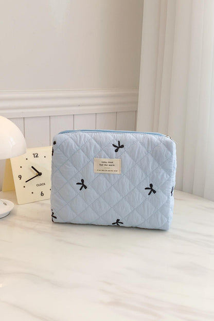 Bow Embroidered Quilted Storage Bag - Curated by tt