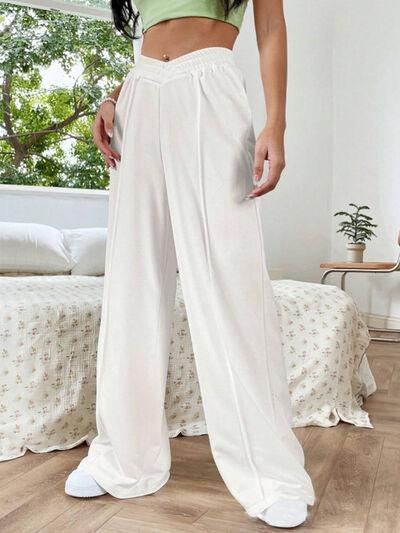 Elastic Waist Wide Leg Pants - Curated by tt