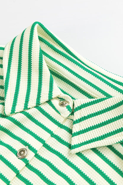 Striped Half Sleeve Tie Waist Romper - Curated by tt