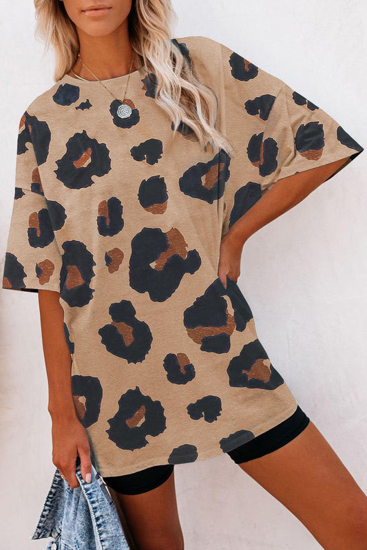 Boyfriend Leopard Print Loose T Shirt - Curated by tt