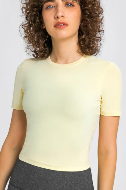 Millennia Round Neck Short Sleeve Yoga Tee - Curated by tt