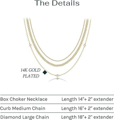PAVOI 14K Gold Plated Dainty Layering Necklaces