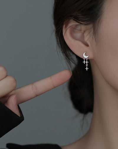 Tiny Moon Star Earrings Studs