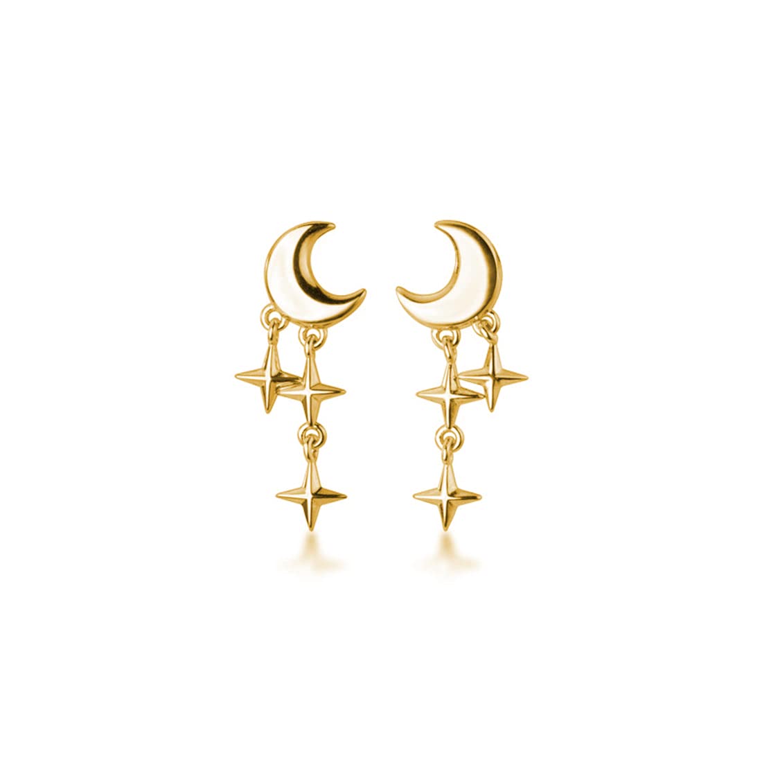 Tiny Moon Star Earrings Studs