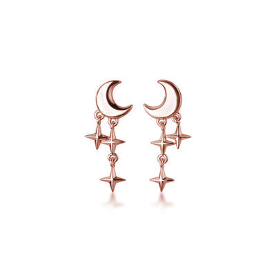 Tiny Moon Star Earrings Studs