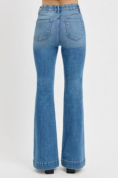 Full Size Front Patch Pocket Flare Jeans Plus Size - Curated by tt
