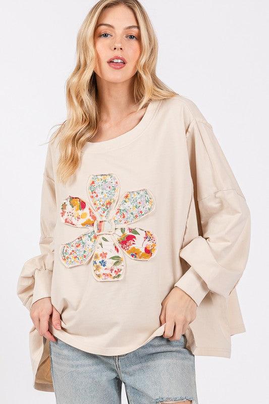 SAGE + FIG Flower Patch Dropped Shoulder Oversize Top - Curated by tt
