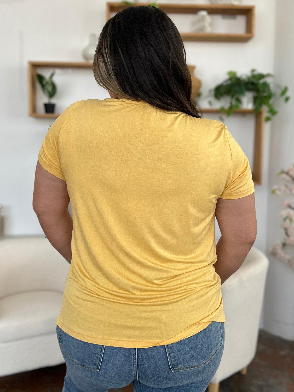 Basic Bae Bamboo Full Size V-Neck High-Low T-Shirt - Curated by tt