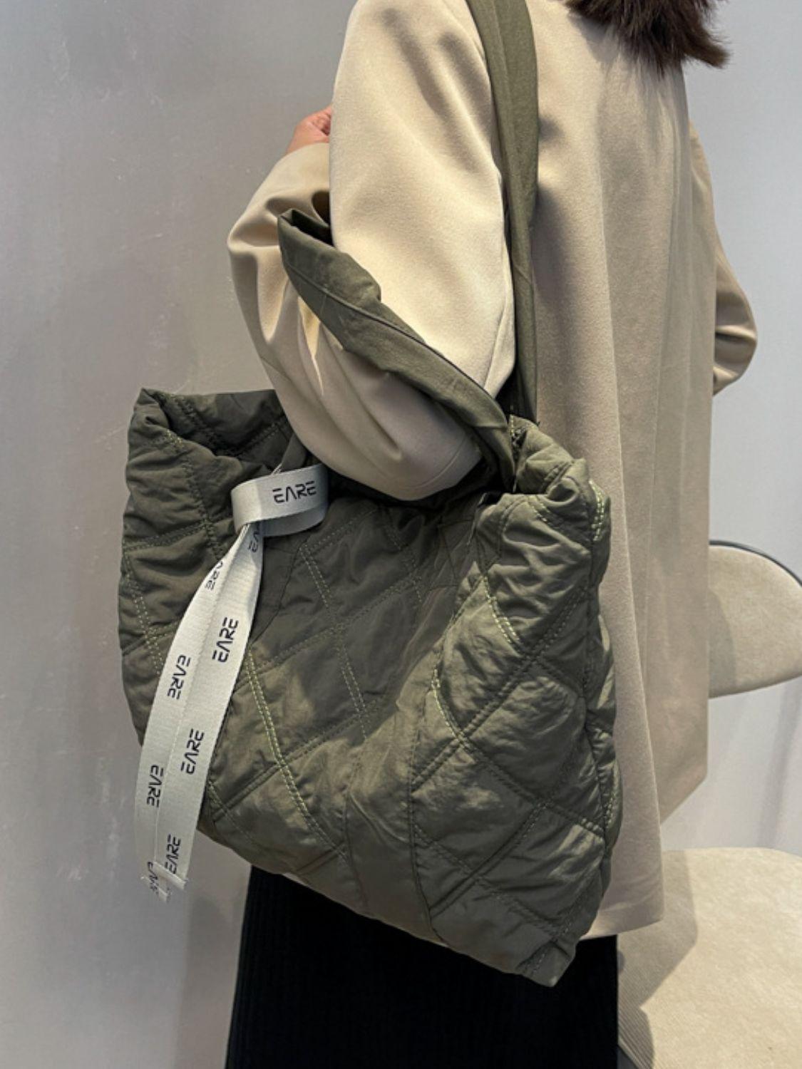 Quilted Nylon Large Tote Bag - Curated by tt