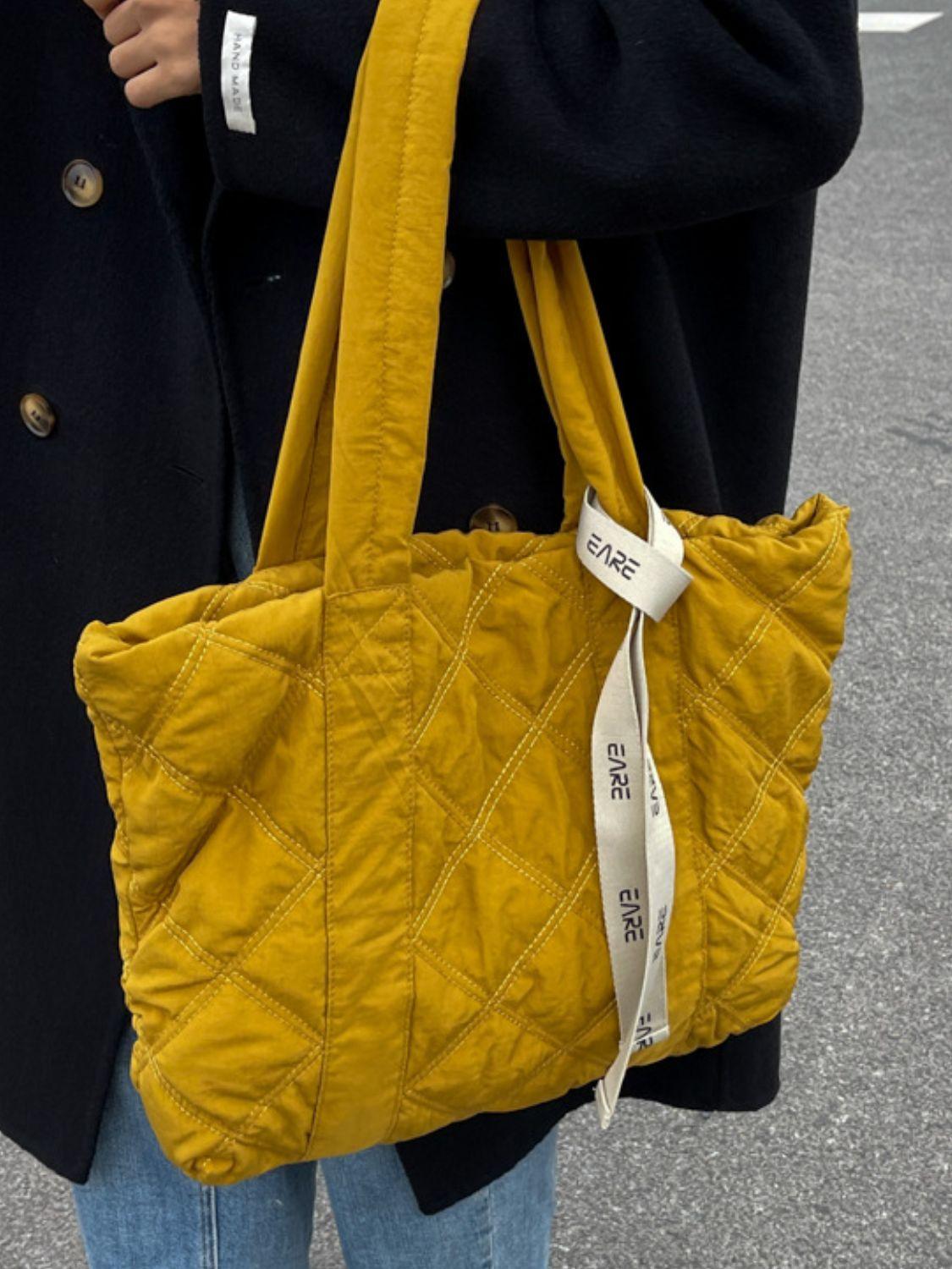 Quilted Nylon Large Tote Bag - Curated by tt