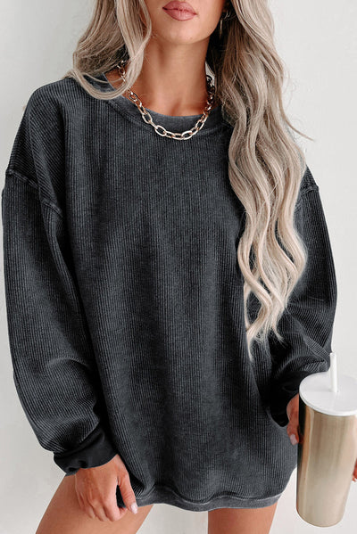 Ribbed Knit Crew Sweatshirt