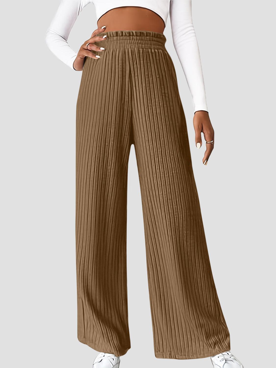Ribbed High Waist Pants - Curated by tt