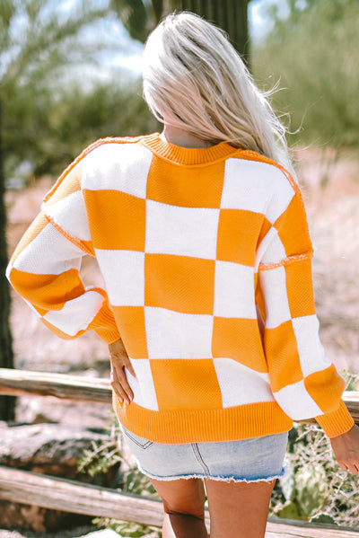 Orange Checkered Sweater