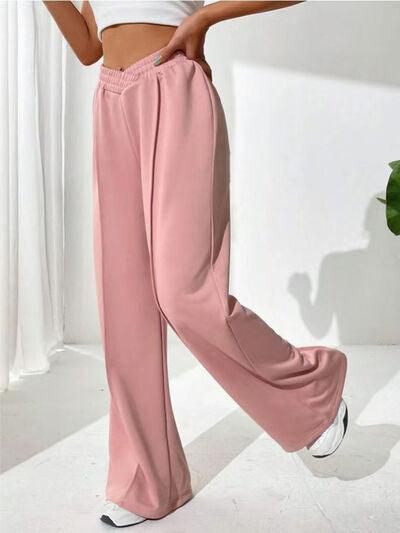 Elastic Waist Wide Leg Pants - Curated by tt