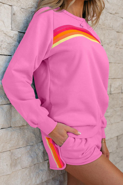 Bonbon Striped Pullover & Shorts Set - Curated by tt