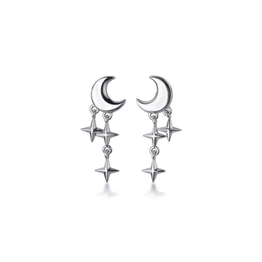 Tiny Moon Star Earrings Studs