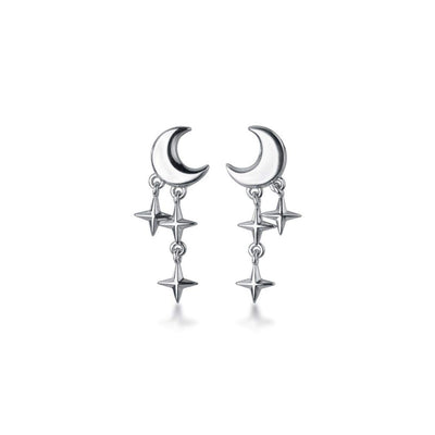 Tiny Moon Star Earrings Studs