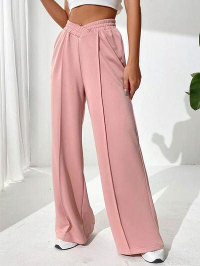 Elastic Waist Wide Leg Pants - Curated by tt