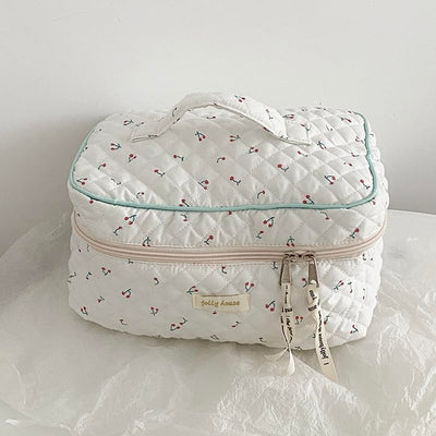 3Pcs Cotton Quilted Cosmetic Bag