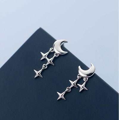 Tiny Moon Star Earrings Studs