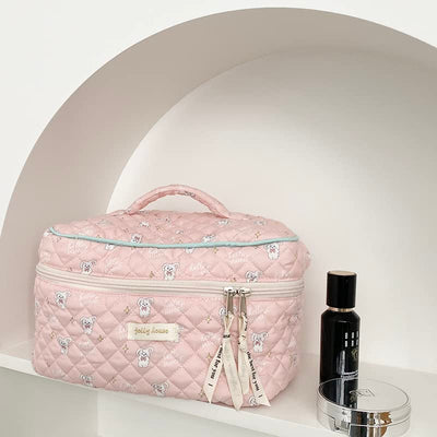 3Pcs Cotton Quilted Cosmetic Bag