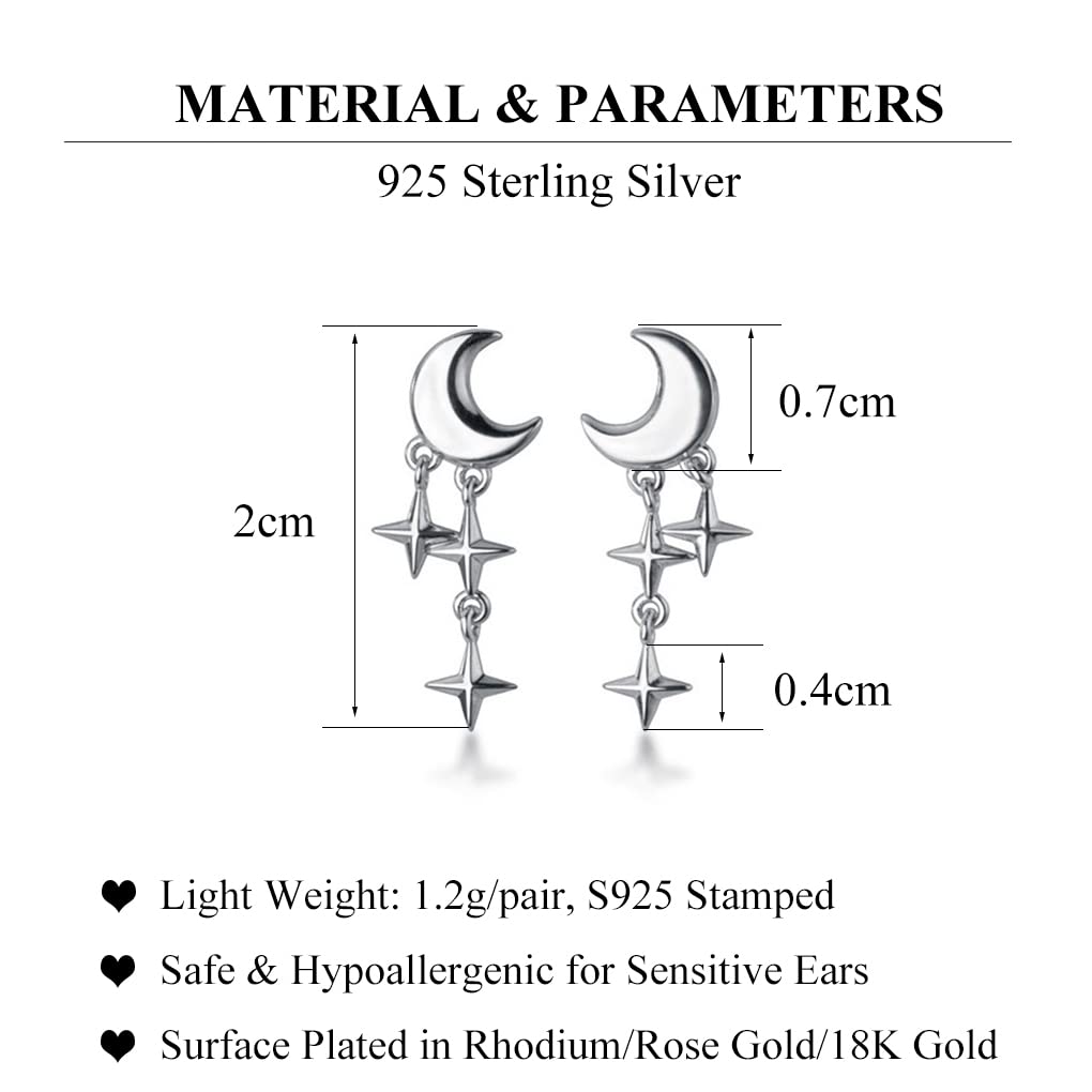 Tiny Moon Star Earrings Studs