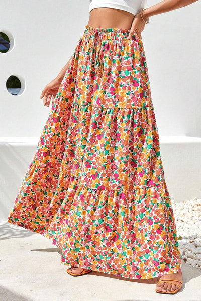 Boho Floral Print Skirt - Curated by tt
