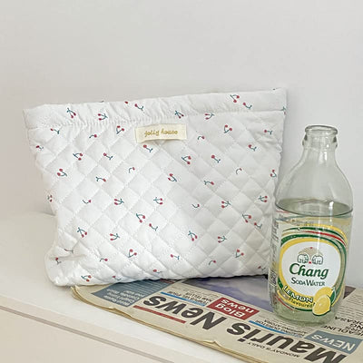 3Pcs Cotton Quilted Cosmetic Bag