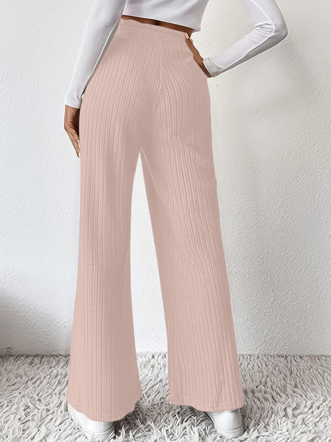 Ribbed High Waist Pants - Curated by tt