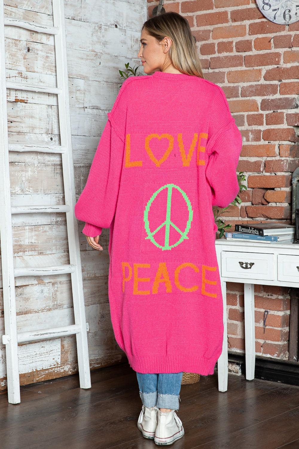 Letter Dropped Shoulder Long Sleeve Cardigan - Curated by tt