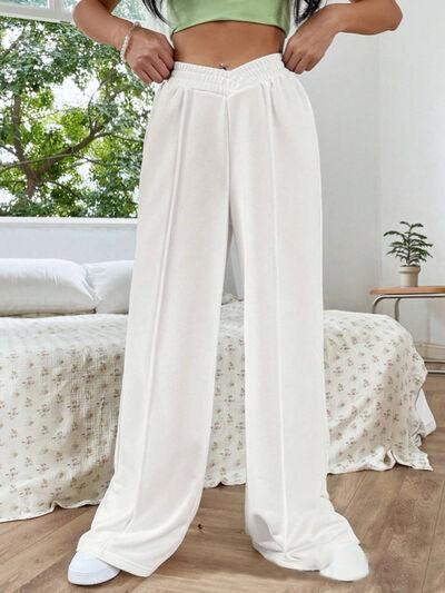 Elastic Waist Wide Leg Pants - Curated by tt