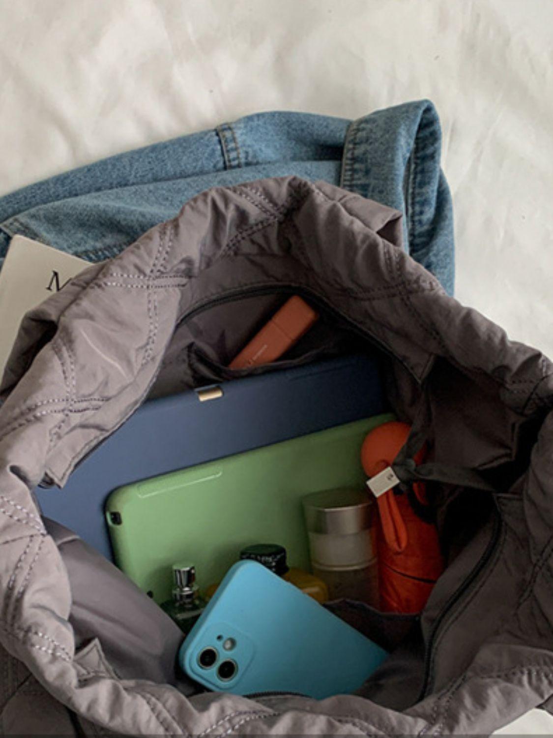 Quilted Nylon Large Tote Bag - Curated by tt