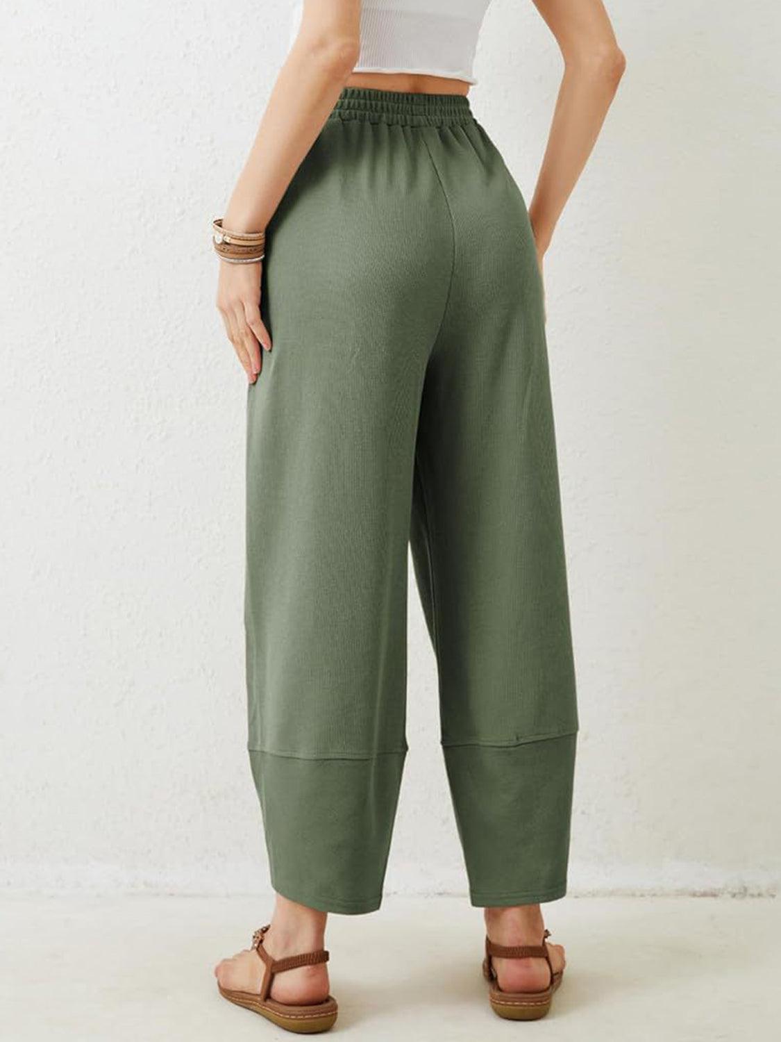 Lovelet Elastic Waist Wide Leg Pants - Curated by tt