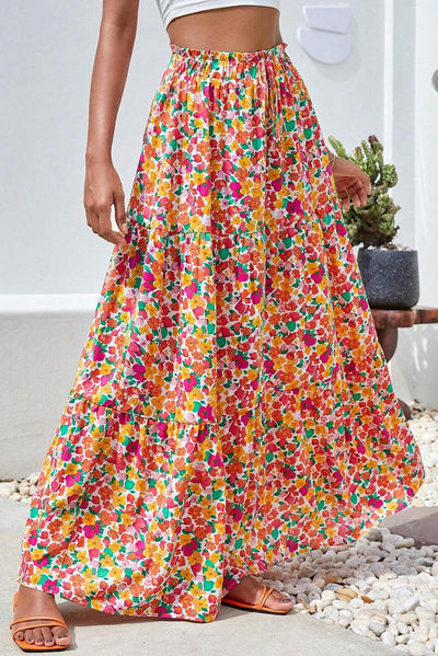 Boho Floral Print Skirt - Curated by tt