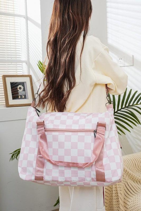 Zenana Checkered Multi-Pocket Travel Bag - Curated by tt