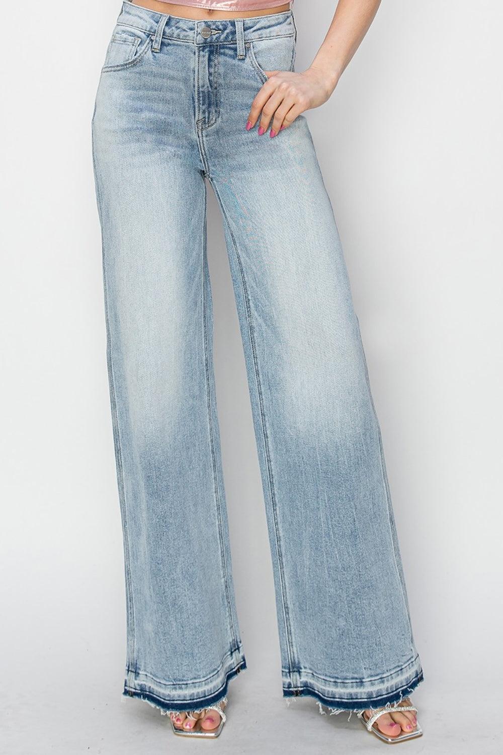 Full Size High Rise Wide Leg Jeans - Curated by tt