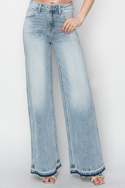 Full Size High Rise Wide Leg Jeans - Curated by tt