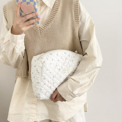 3Pcs Cotton Quilted Cosmetic Bag
