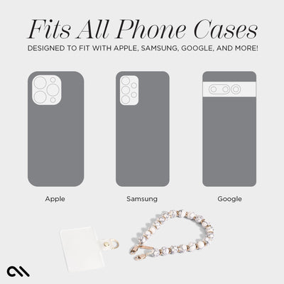 Phone Charm with Beaded Crystals and Pearls