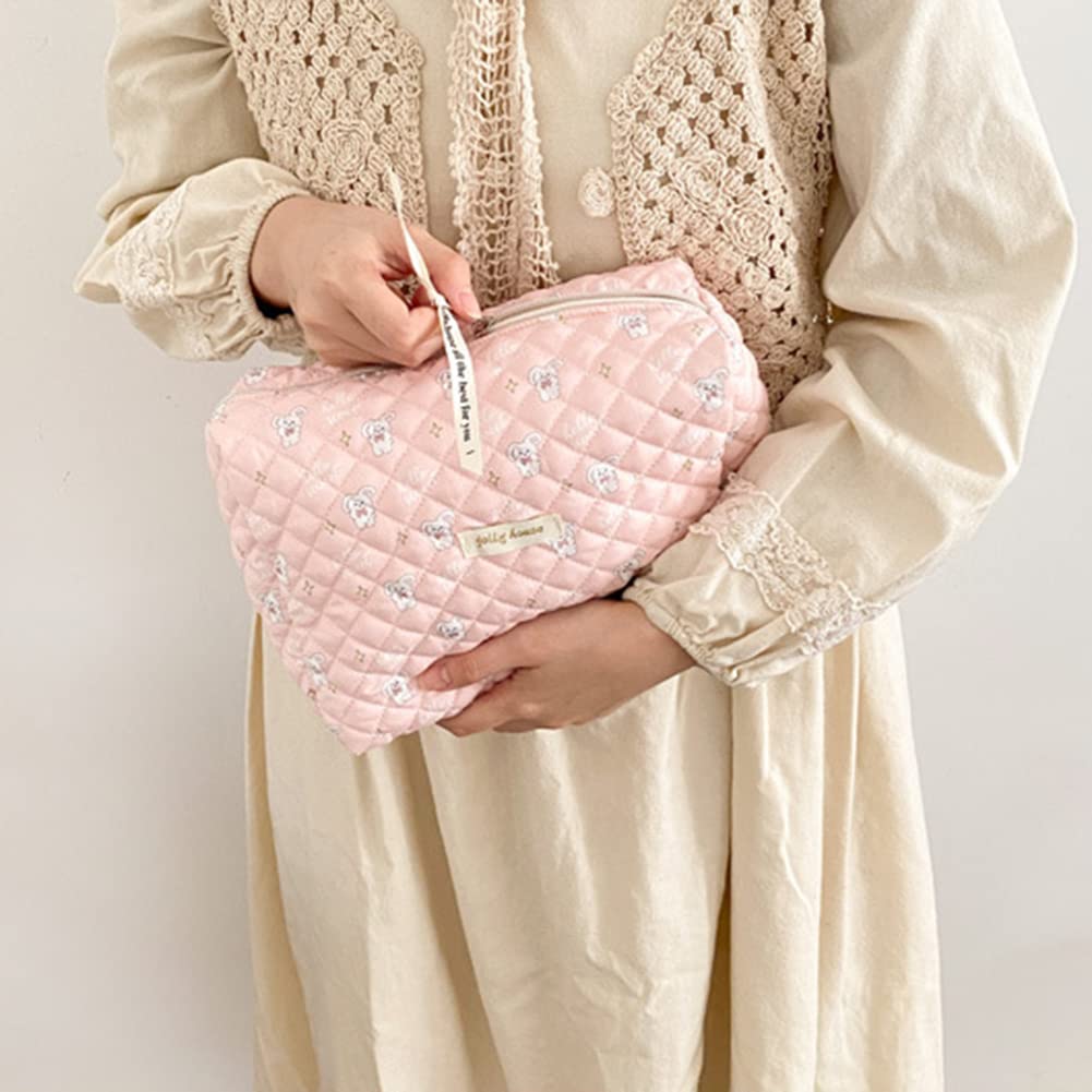 3Pcs Cotton Quilted Cosmetic Bag
