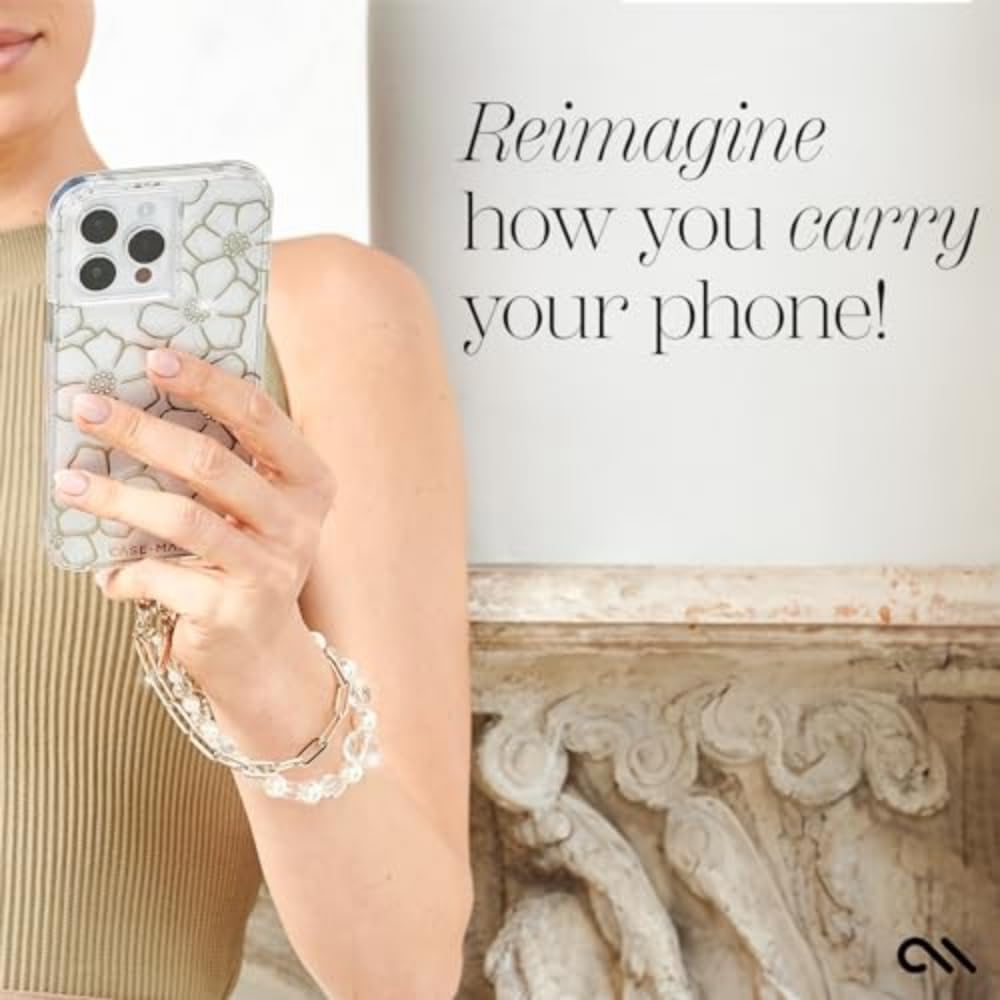 Phone Charm with Beaded Crystals and Pearls