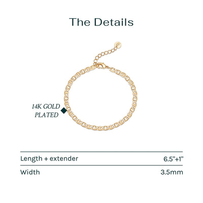 PAVOI 14K Gold Plated Paperclip/Curb/Figaro/Cuban Chain Bracelet