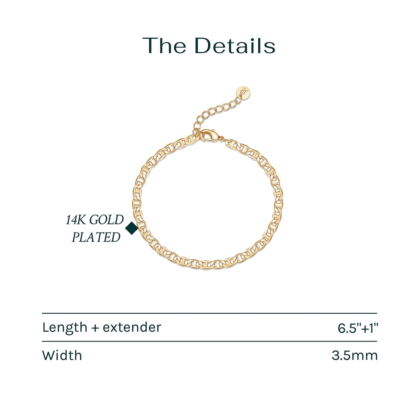 PAVOI 14K Gold Plated Paperclip/Curb/Figaro/Cuban Chain Bracelet