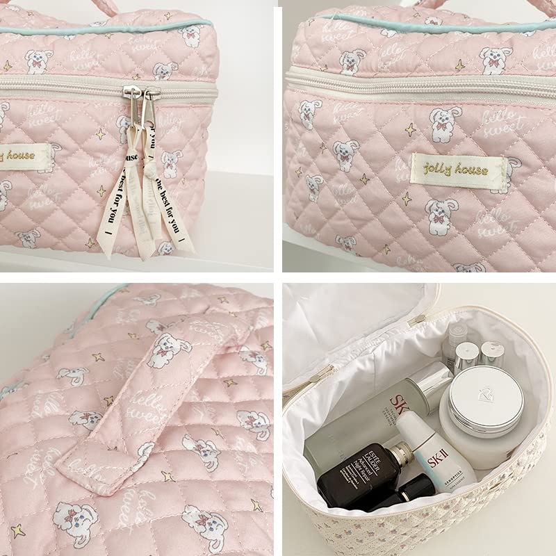 3Pcs Cotton Quilted Cosmetic Bag