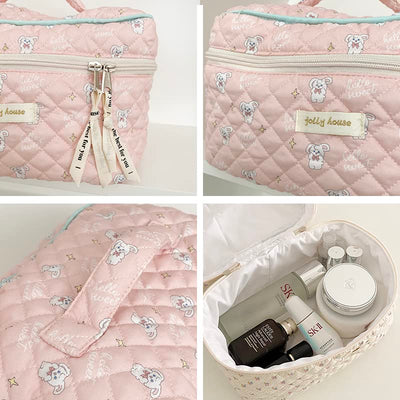 3Pcs Cotton Quilted Cosmetic Bag