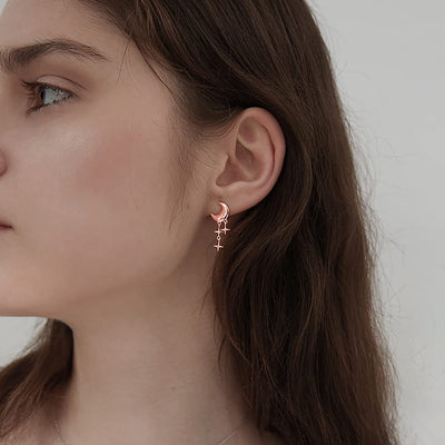 Tiny Moon Star Earrings Studs