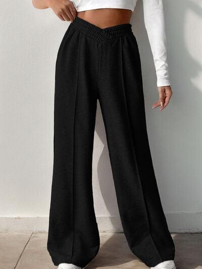 Elastic Waist Wide Leg Pants - Curated by tt