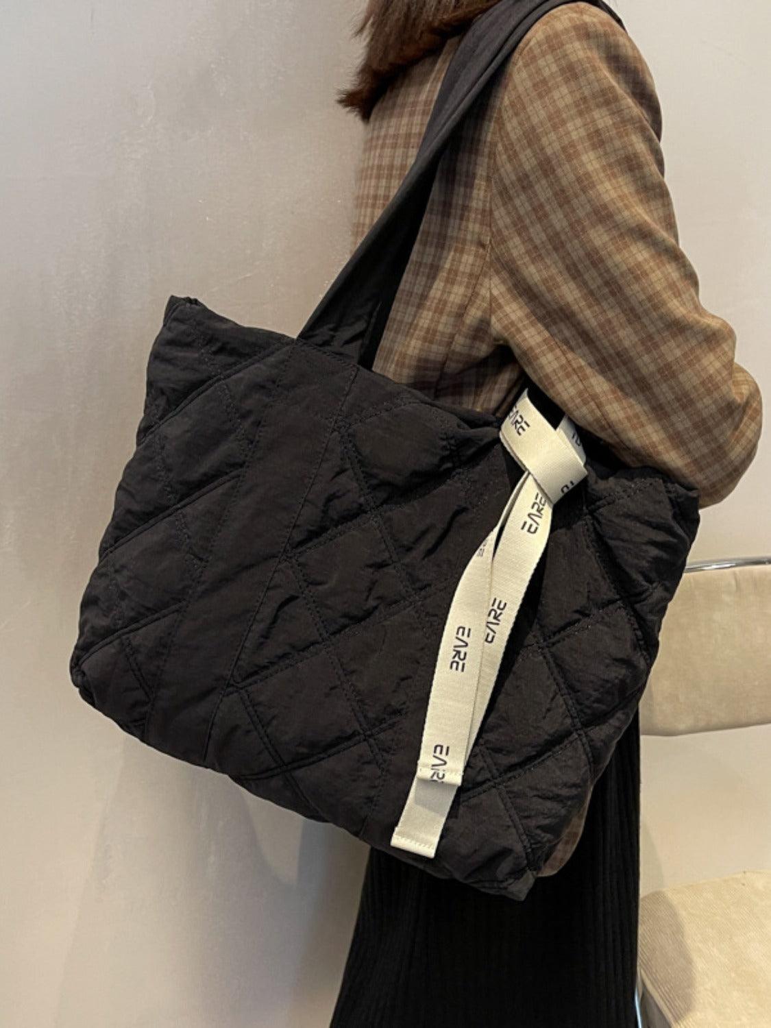 Quilted Nylon Large Tote Bag - Curated by tt