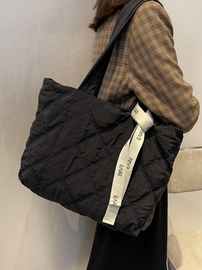 Quilted Nylon Large Tote Bag - Curated by tt
